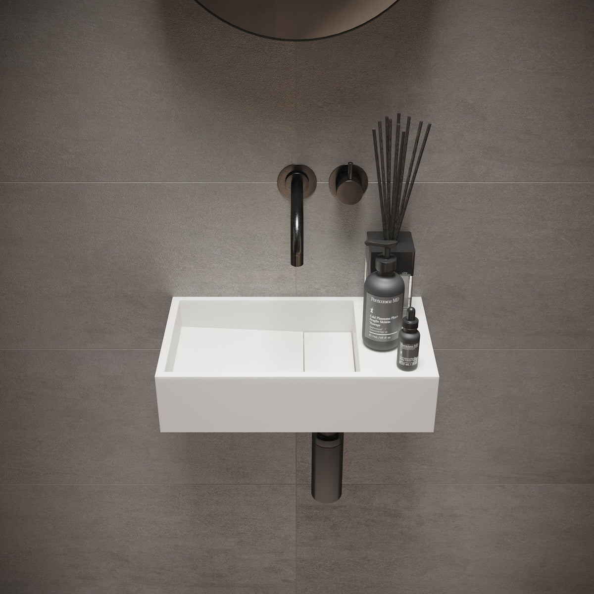 Ideavit SolidCube 40 Wall - Mounted Sink – 16" Matte White – No Faucet Hole – –
