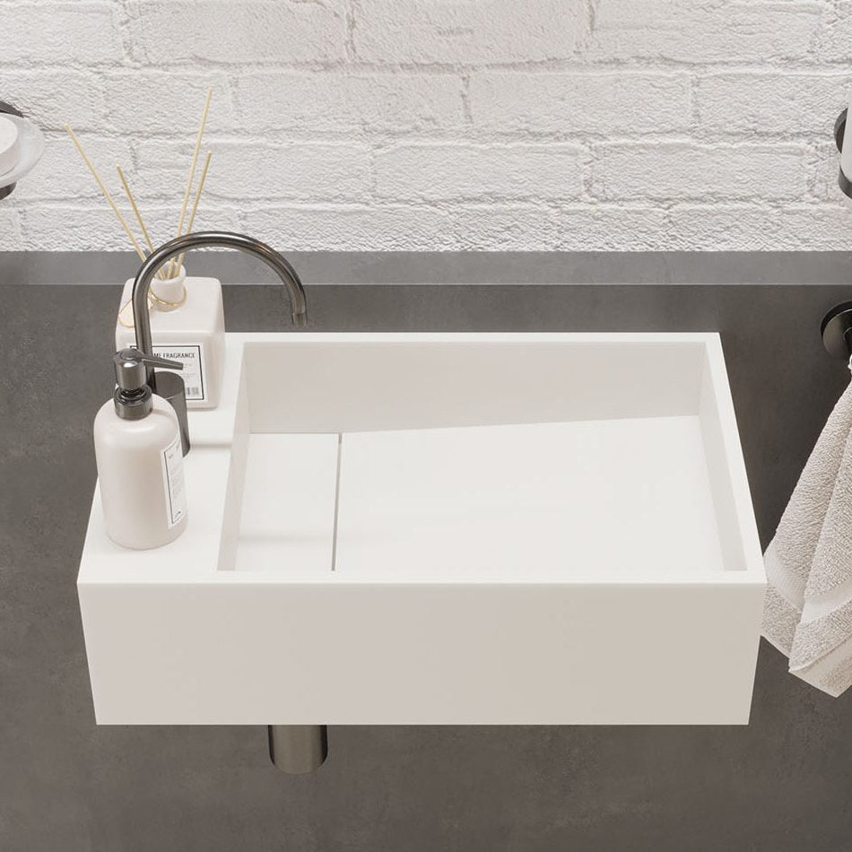 Ideavit SolidCube 50 Wall - Mounted Sink – 20" Matte White – – –