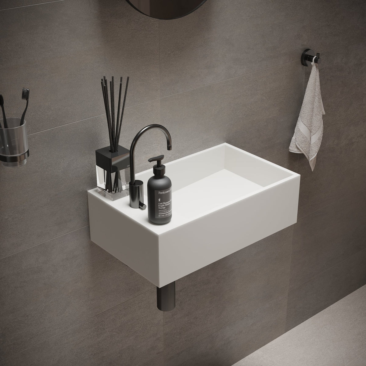 Ideavit SolidCube 50 Wall - Mounted Sink – 20" Matte White – – –