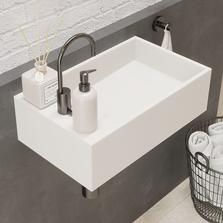 Ideavit SolidCube 50 Wall - Mounted Sink – 20" Matte White – – –