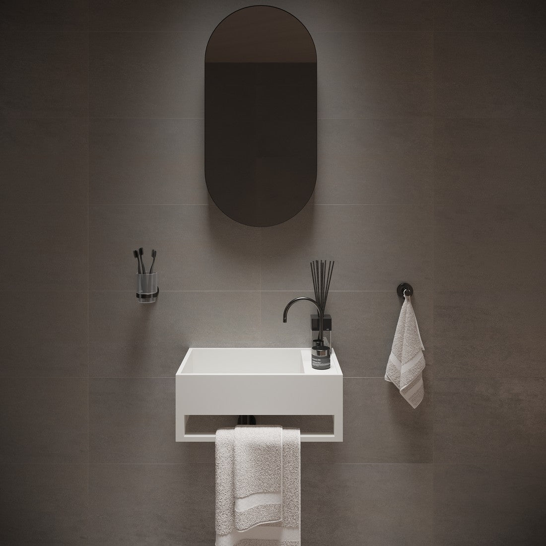 Ideavit SolidCube TB Wall - Mounted Sink – 20" Matte White – – –