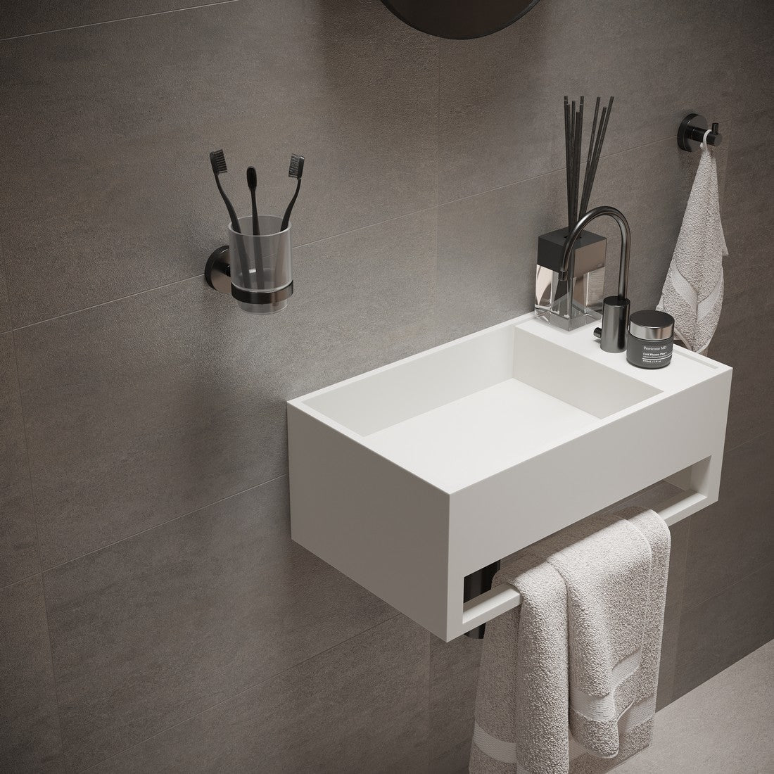 Ideavit SolidCube TB Wall - Mounted Sink – 20" Matte White – – –