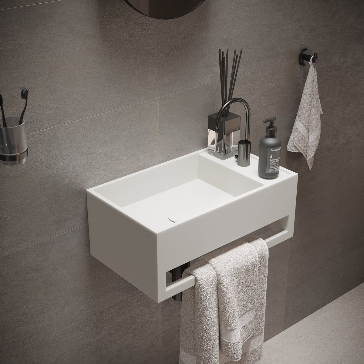 Ideavit SolidCube TB Wall - Mounted Sink – 20" Matte White – – –