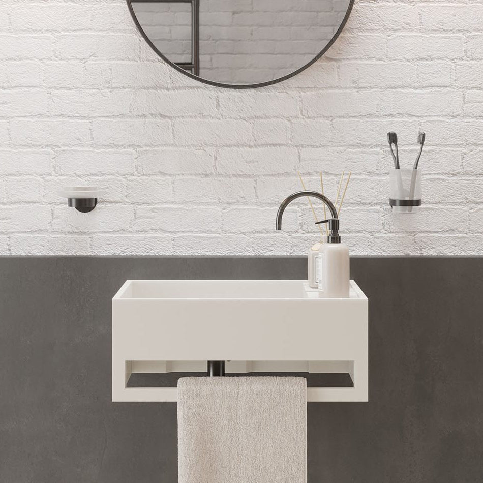 Ideavit SolidCube TB Wall - Mounted Sink – 20" Matte White – – –