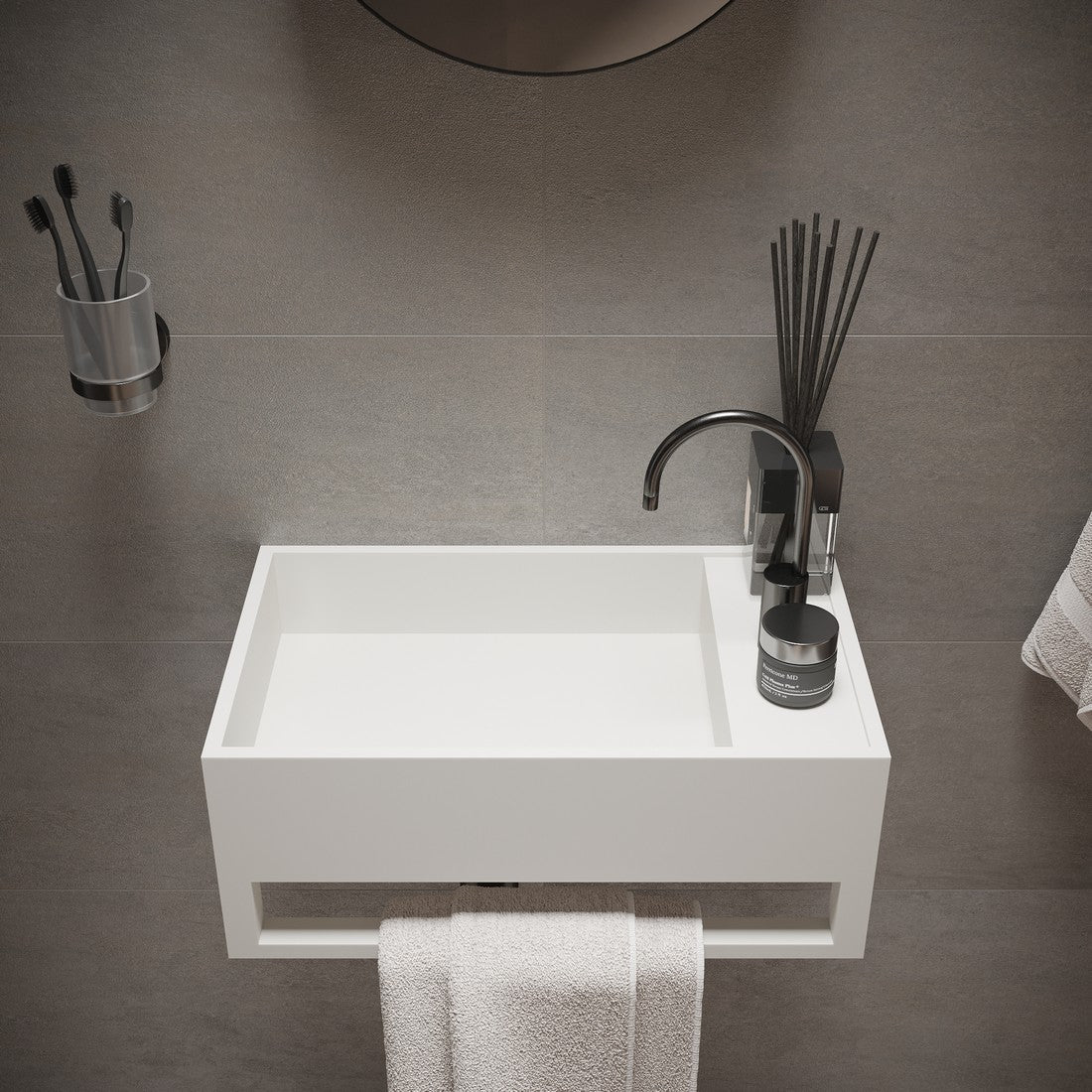 Ideavit SolidCube TB Wall - Mounted Sink – 20" Matte White – – –