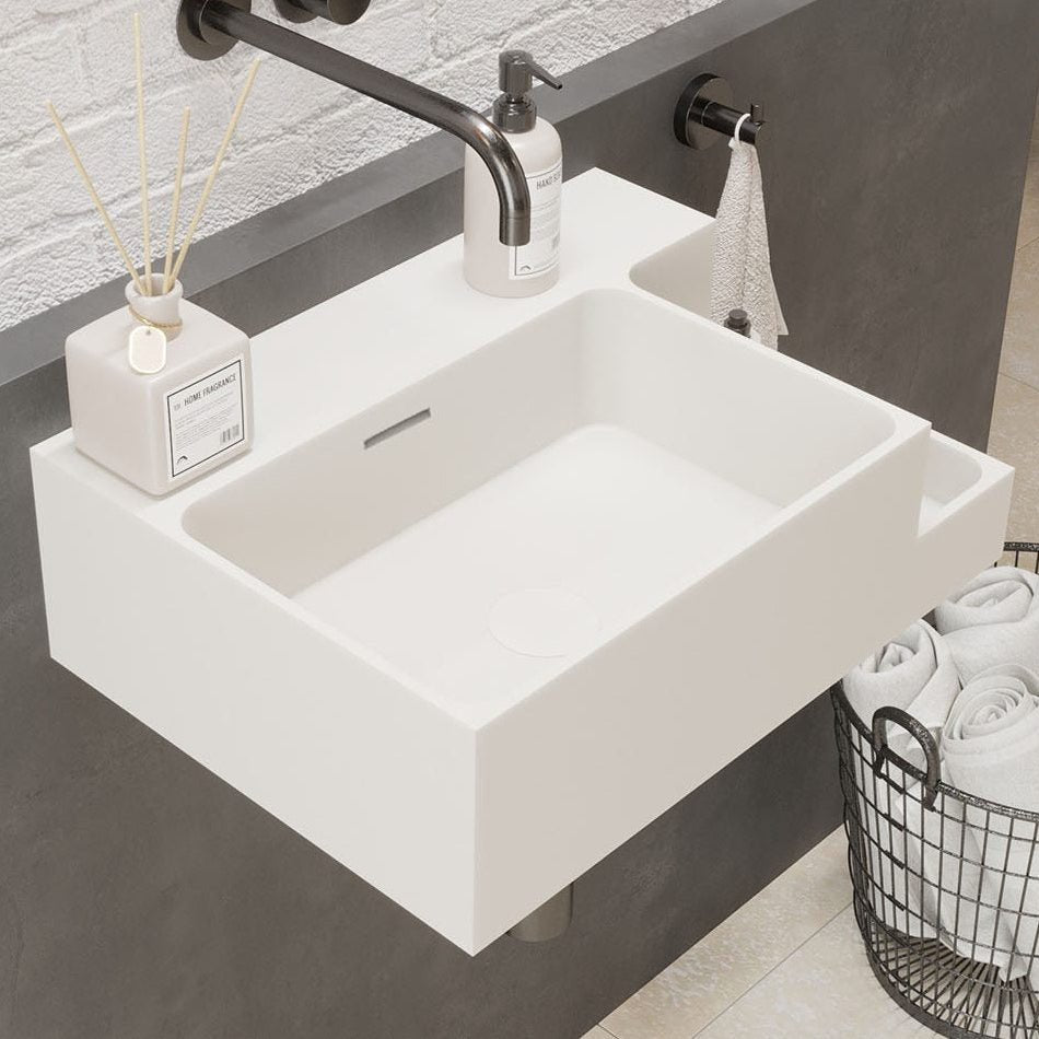 Ideavit SolidDual 1.0 Wall - Mounted Sink – 20" Matte White – No Faucet Hole – –