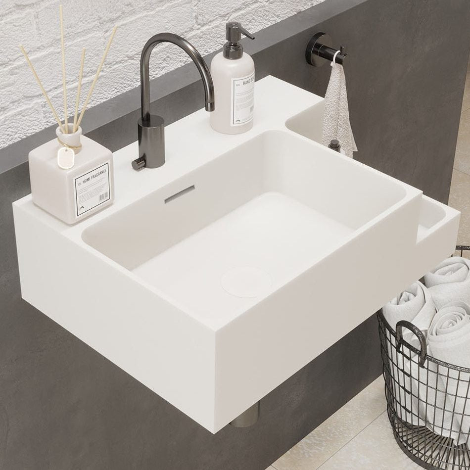 Ideavit SolidDual 1.0 Wall - Mounted Sink – 20" Matte White – With Faucet Hole – –