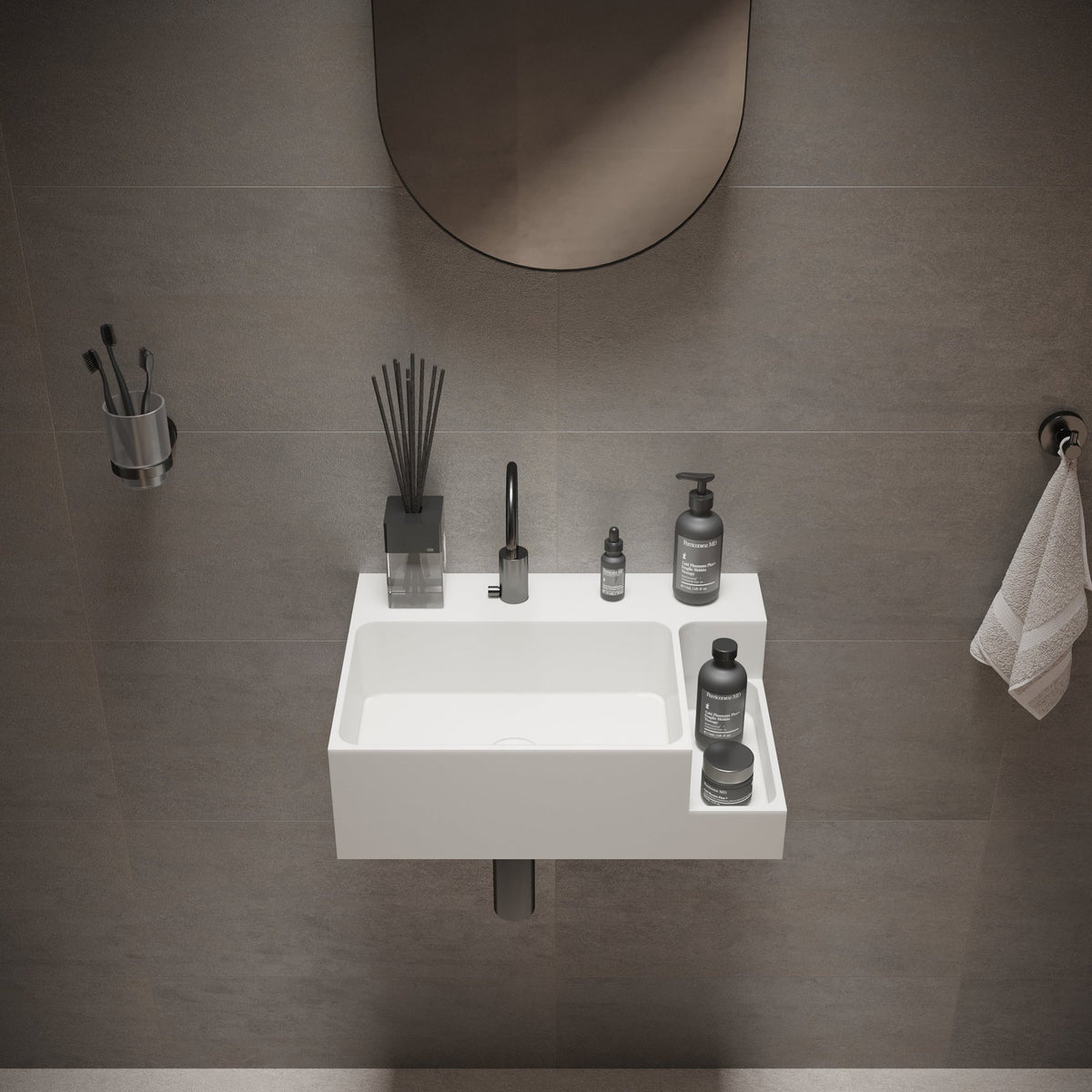 Ideavit SolidDual 1.0 Wall - Mounted Sink – 20" Matte White – With Faucet Hole – –