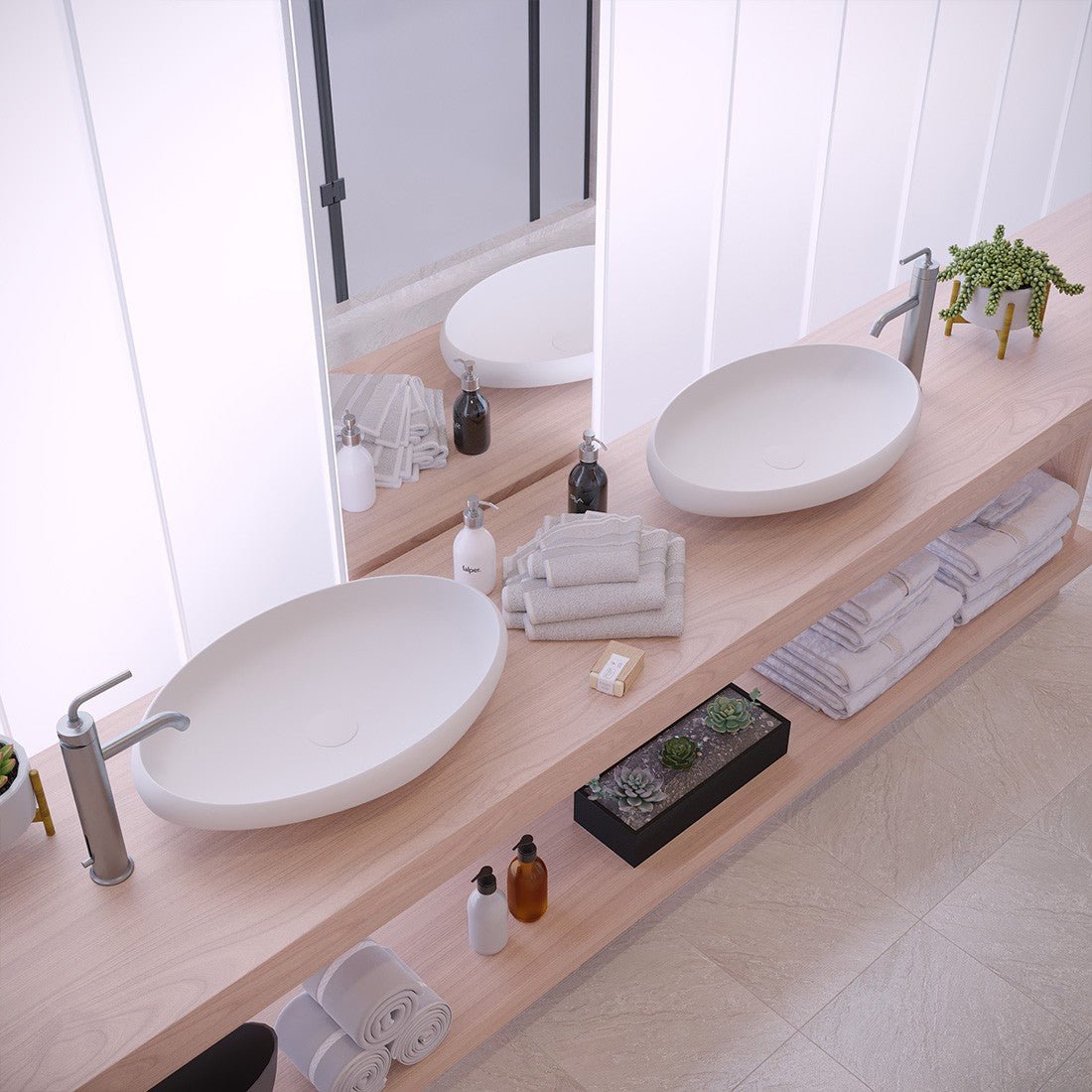 Ideavit SolidEgo 60 Vessel Sink – 24" Matte White – – –