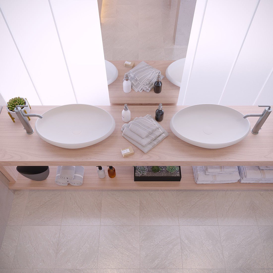 Ideavit SolidEgo 60 Vessel Sink – 24" Matte White – – –