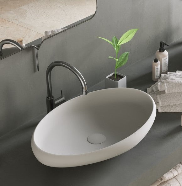 Ideavit SolidEgo 60 Vessel Sink – 24" Matte White – – –