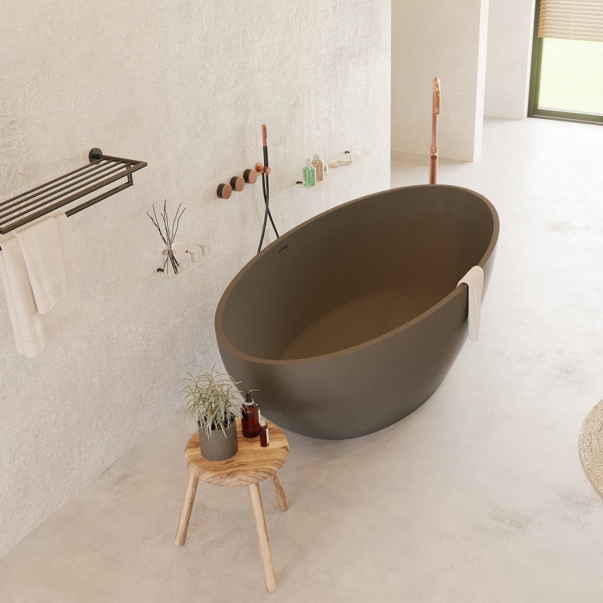 Ideavit SolidEllipse Freestanding Bathtub – Matte Dark Grey – –