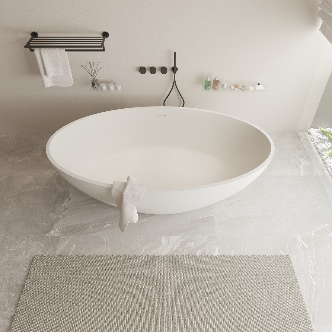 Ideavit SolidEllipse Freestanding Bathtub – Matte White – –