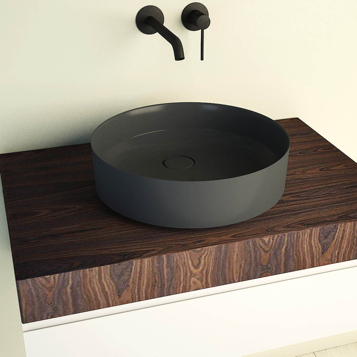 Ideavit SolidFloat Vessel Sink – 16" Matte White / Matte Dark Grey – Matte Dark Grey – –