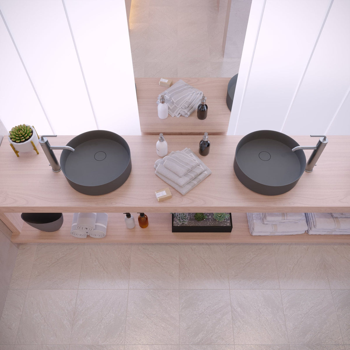 Ideavit SolidFloat Vessel Sink – 16" Matte White / Matte Dark Grey – Matte Dark Grey – –