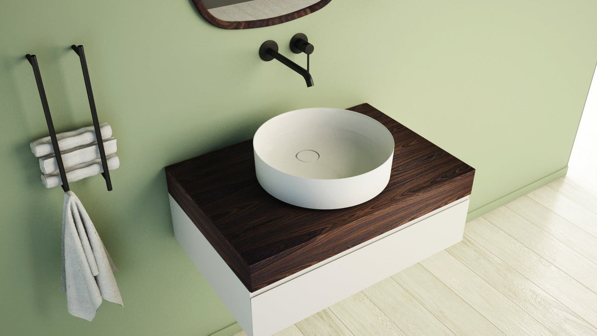 Ideavit SolidFloat Vessel Sink – 16" Matte White / Matte Dark Grey – Matte White – –