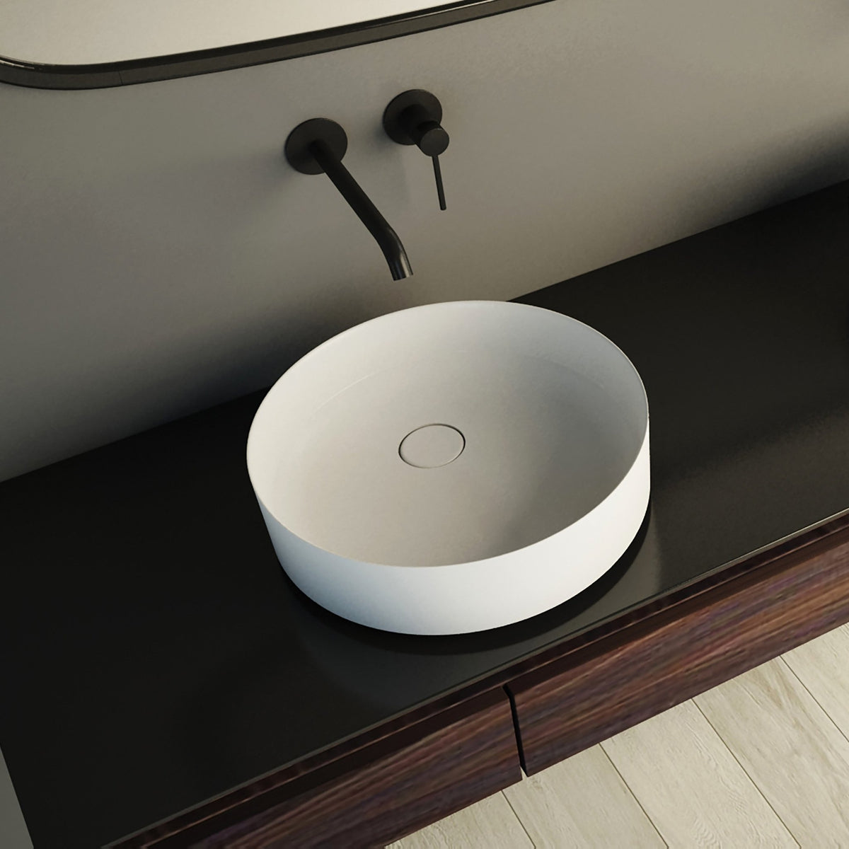 Ideavit SolidFloat Vessel Sink – 16" Matte White / Matte Dark Grey – Matte White – –