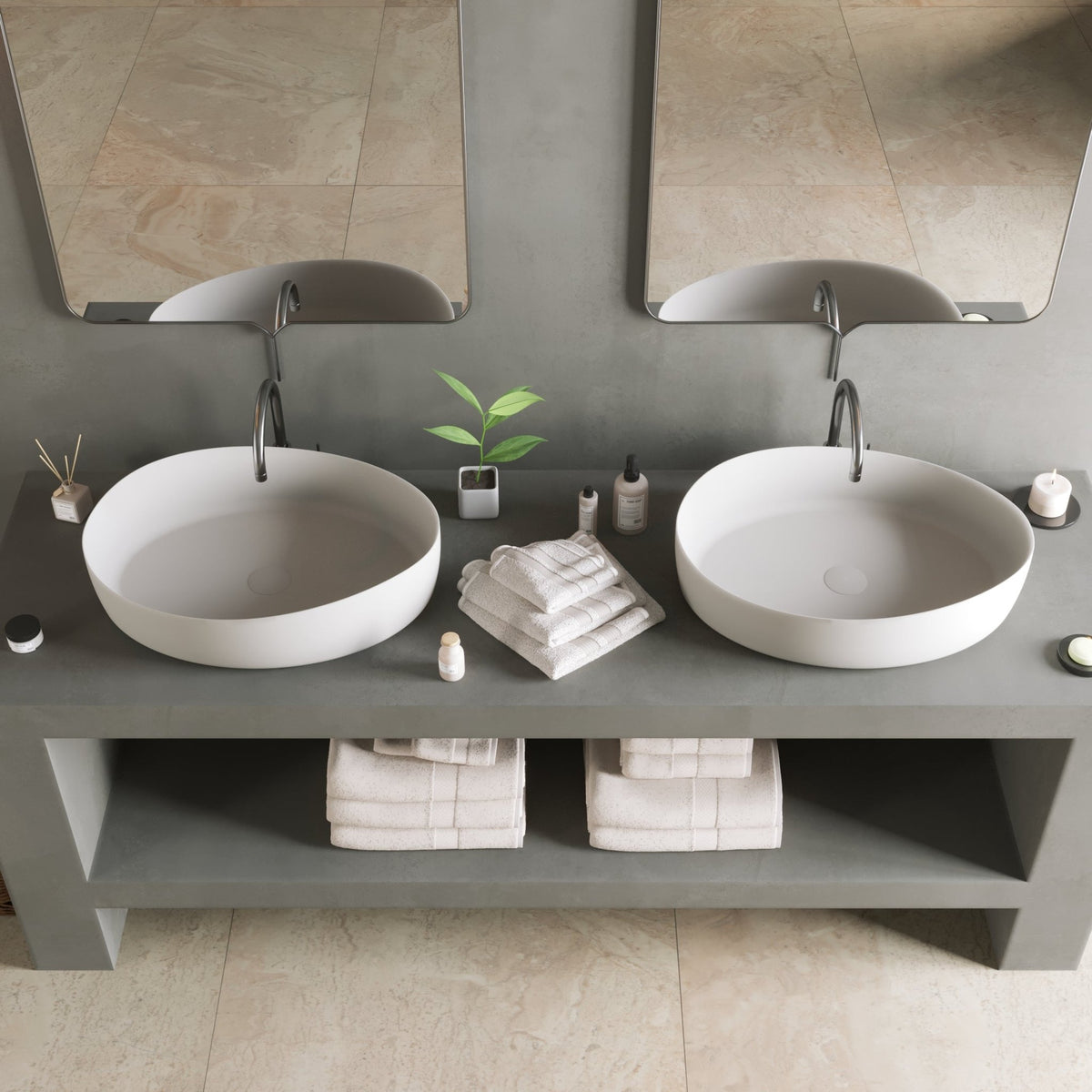 Ideavit SolidHarmony Vessel Sink – 24" Matte White – – –