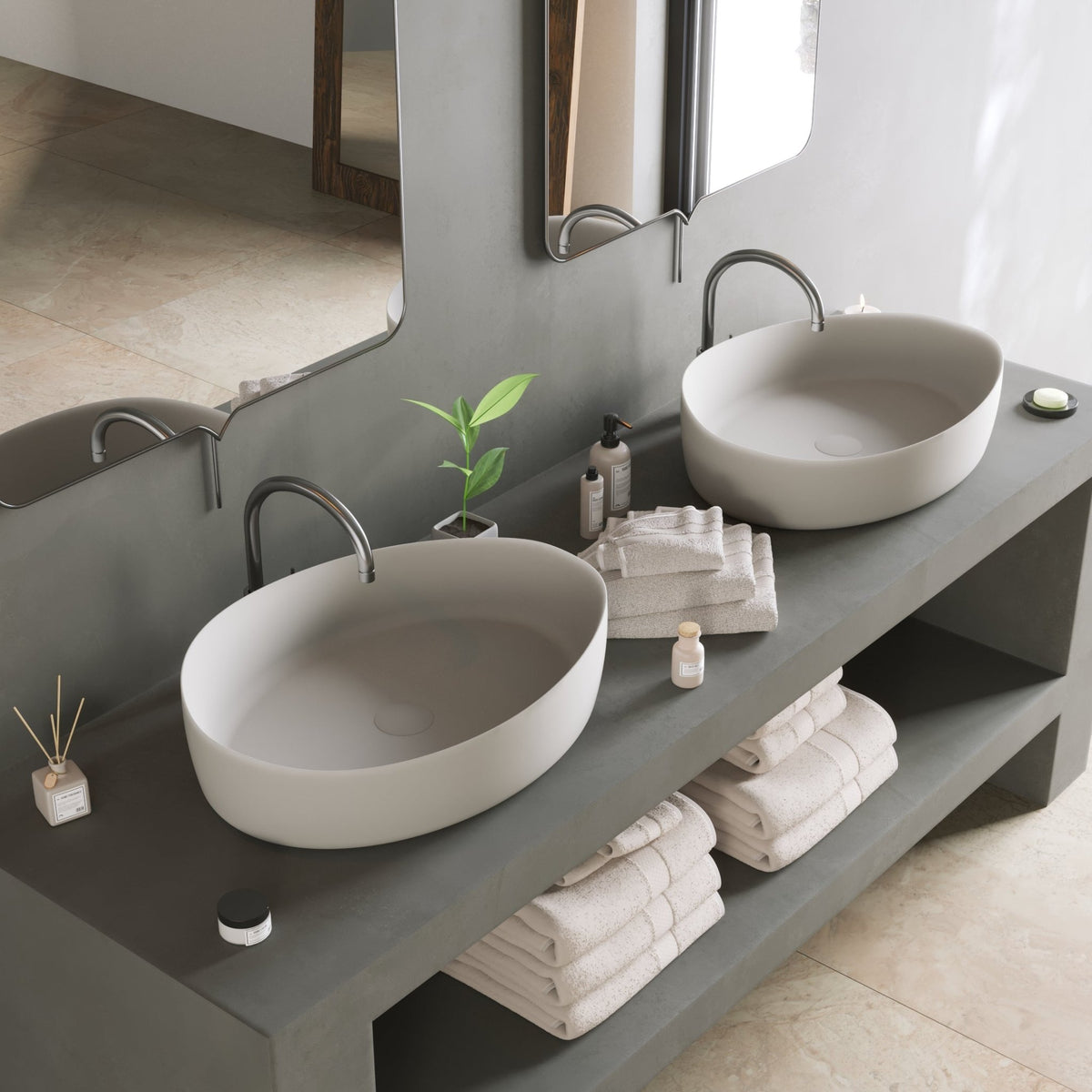 Ideavit SolidHarmony Vessel Sink – 24" Matte White – – –