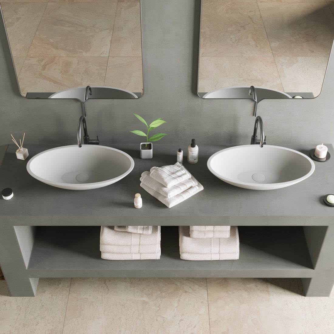 Ideavit SolidJazz 70 Vessel Sink – 28" Matte White – – –