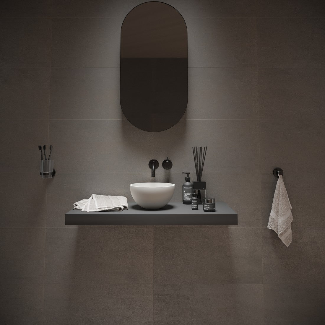 Ideavit SolidMicro Vessel Sink – 9" Matte White / Dark Grey – White – –