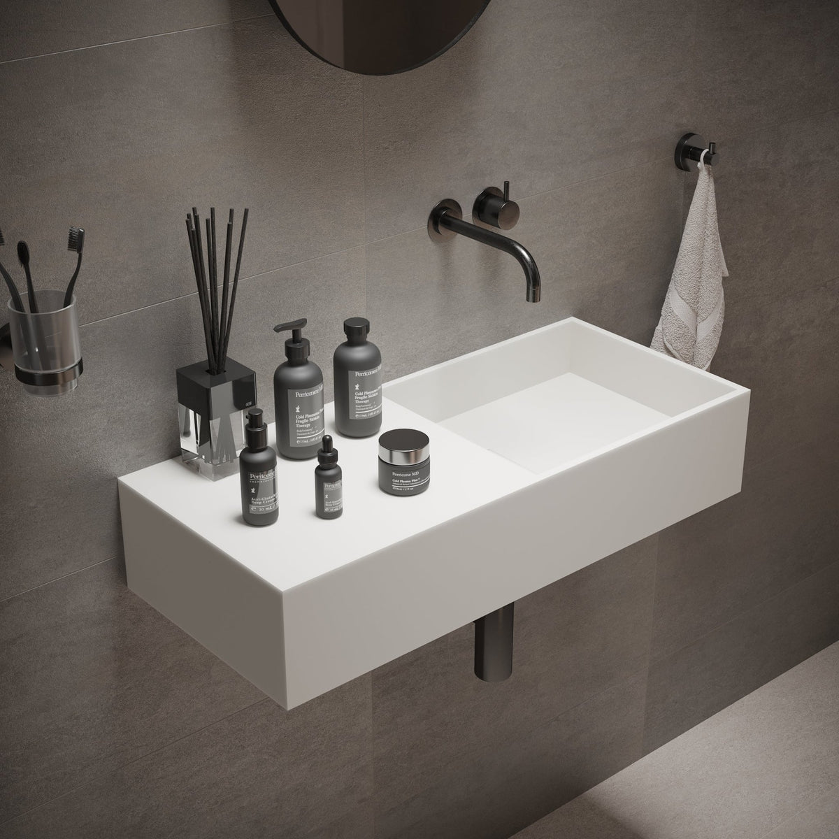 Ideavit SolidPlan 75 Wall - Mounted Sink – 30" Matte White – – –