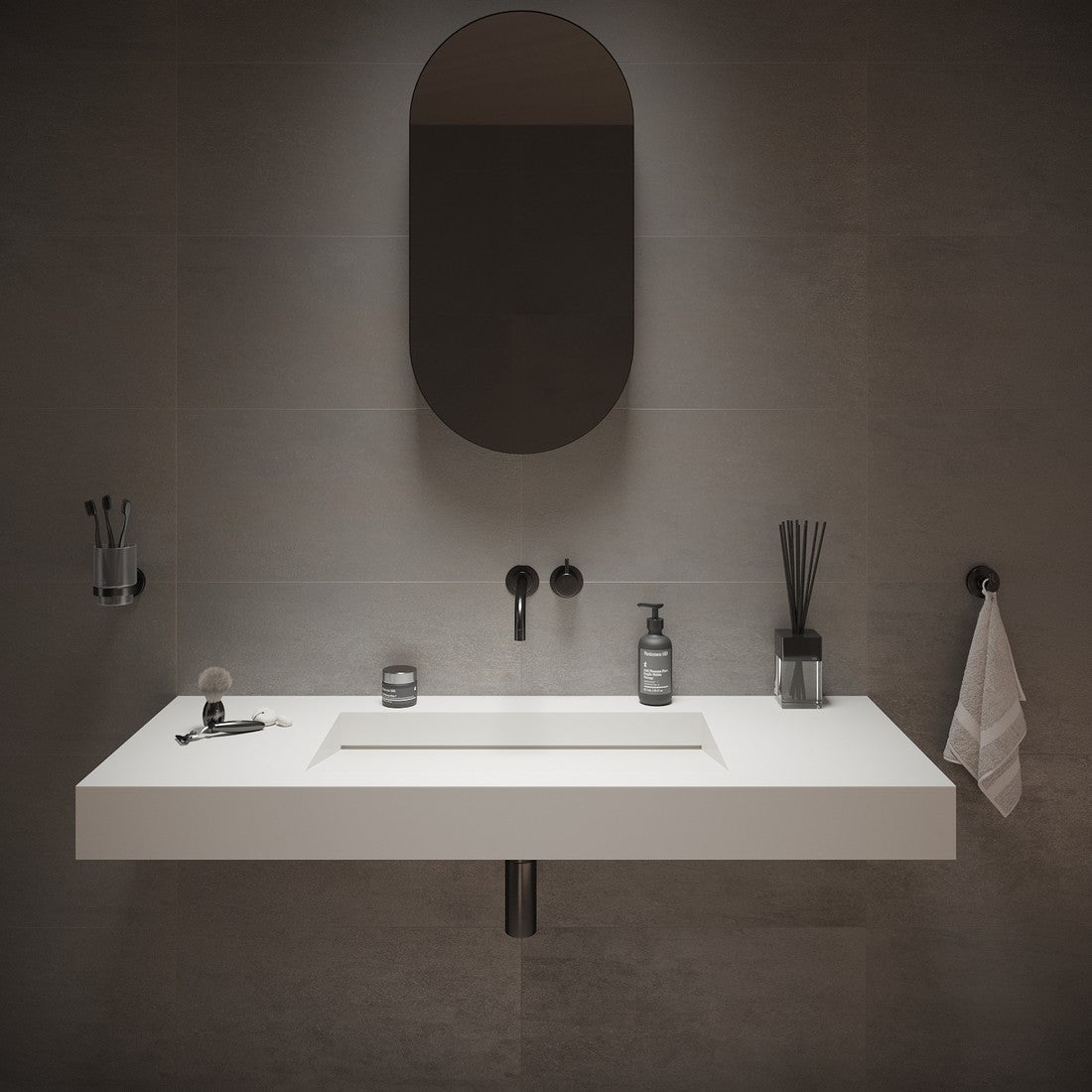 Ideavit SolidSquare 120 Wall - Mounted Sink – 47" Matte White – – –