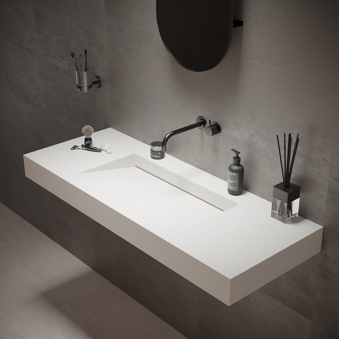 Ideavit SolidSquare 120 Wall - Mounted Sink – 47" Matte White – – –