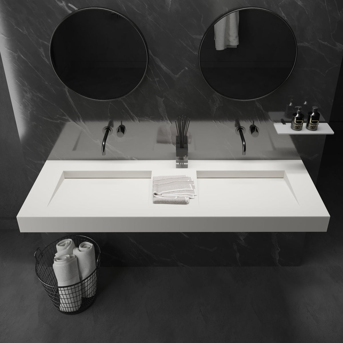 Ideavit SolidSquare 150 Wall - Mounted Sink – 59" Matte White – – –