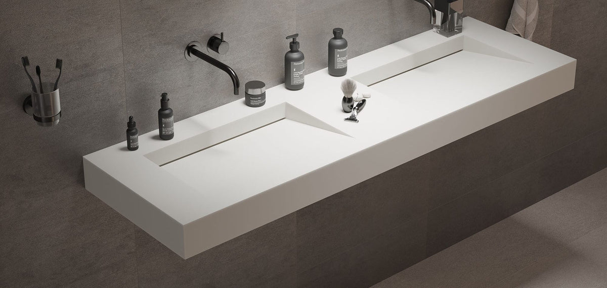 Ideavit SolidSquare 150 Wall - Mounted Sink – 59" Matte White – – –