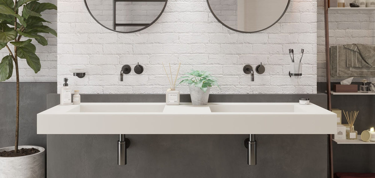 Ideavit SolidSquare 150 Wall - Mounted Sink – 59" Matte White – – –