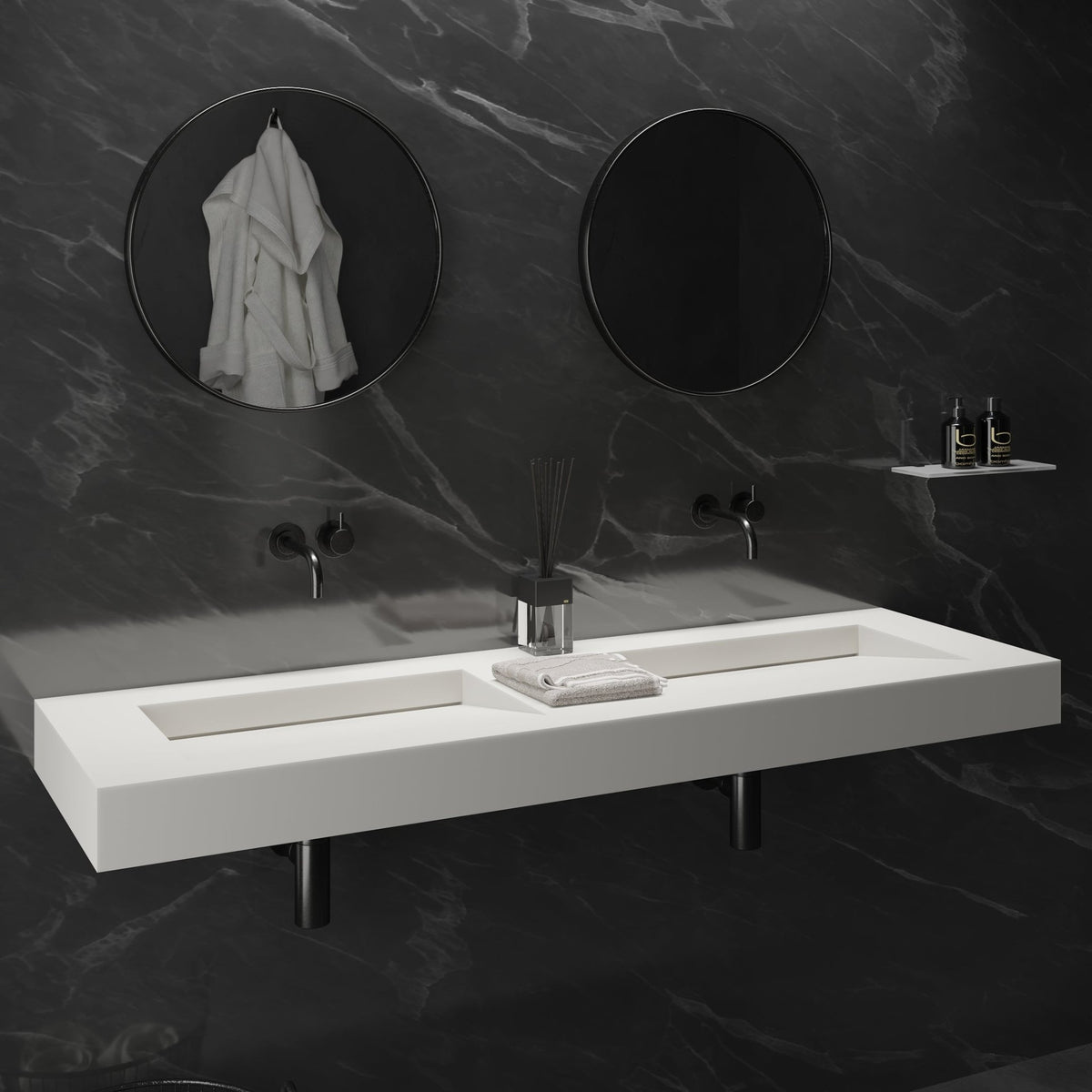 Ideavit SolidSquare 150 Wall - Mounted Sink – 59" Matte White – – –