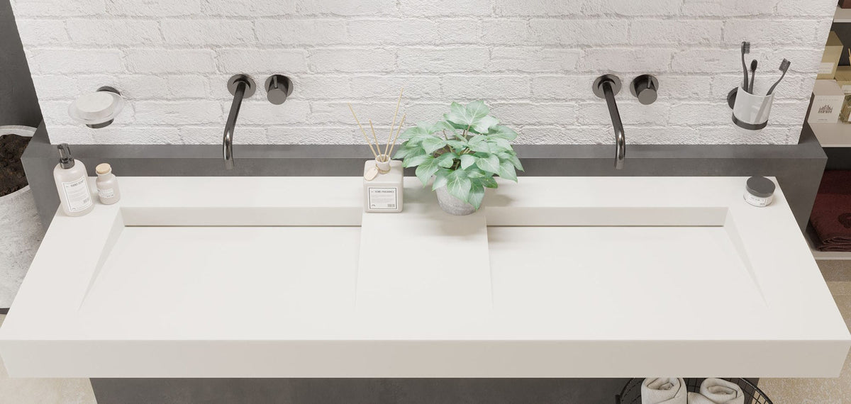 Ideavit SolidSquare 150 Wall - Mounted Sink – 59" Matte White – – –