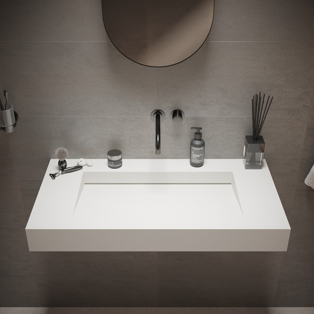Ideavit SolidSquare 90 Wall - Mounted Sink – 35" Matte White – – –