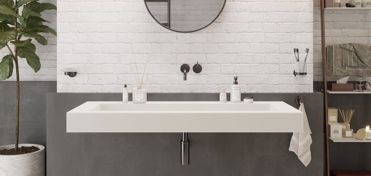Ideavit SolidSquare B 10 Wall - Mounted Sink – 47" Matte White – – –