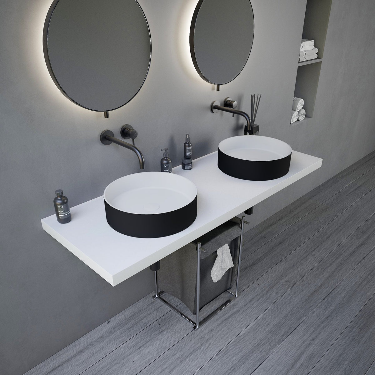 Ideavit SolidThin 40 Vessel Sink – 16" Matte White / Two - Tone Finishes – Matte Black – –