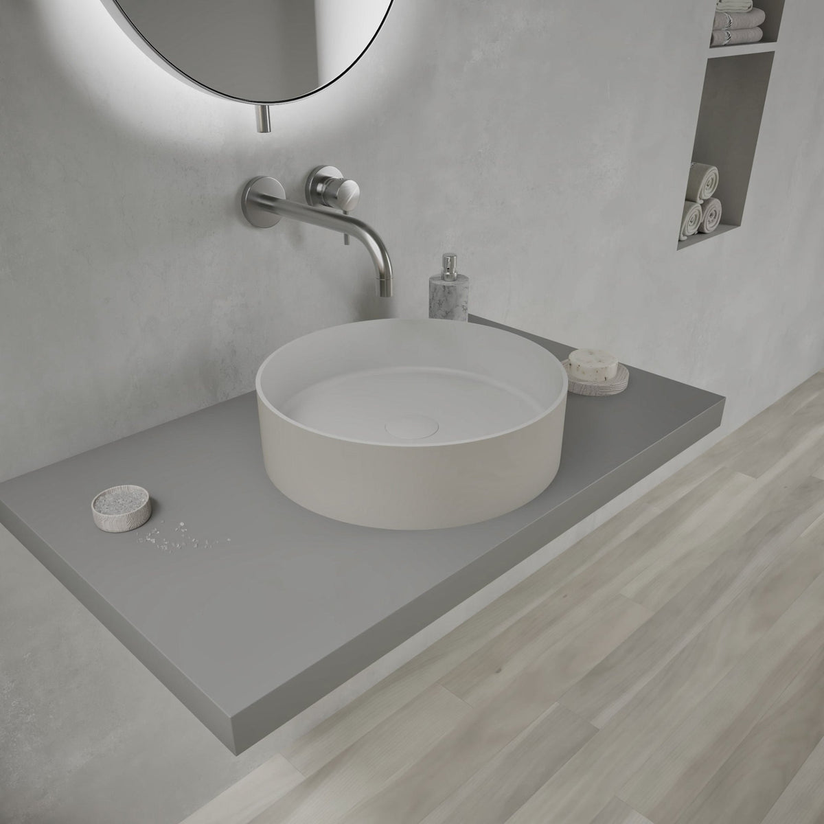 Ideavit SolidThin 40 Vessel Sink – 16" Matte White / Two - Tone Finishes – Matte Pebble Grey – –