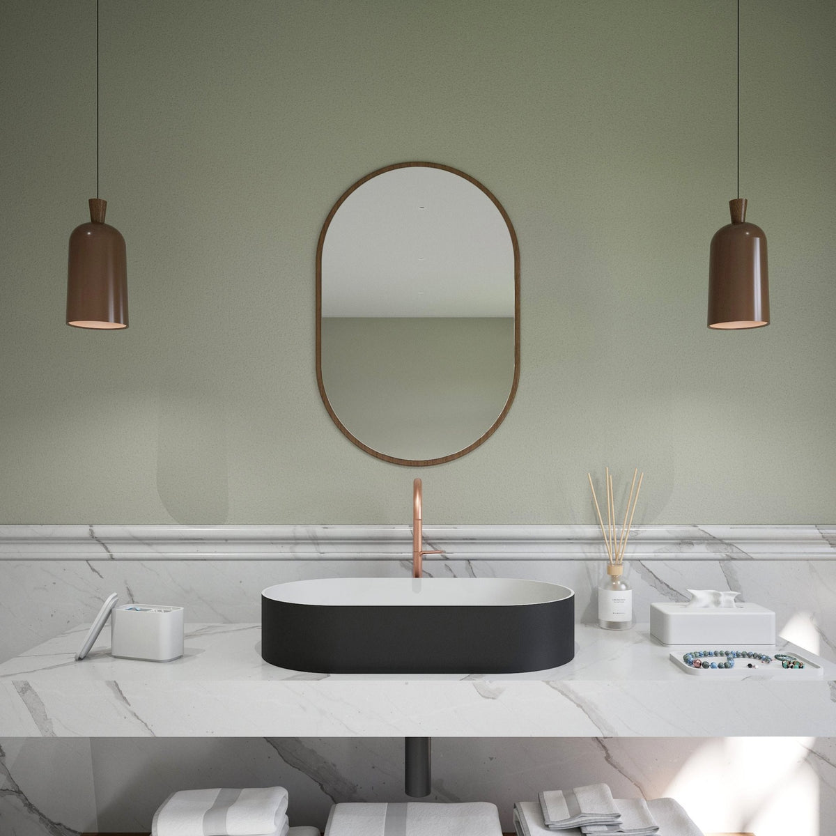 Ideavit SolidThin 60 Vessel Sink – 24" Matte White / Matte Black Exterior – Matte Black – –