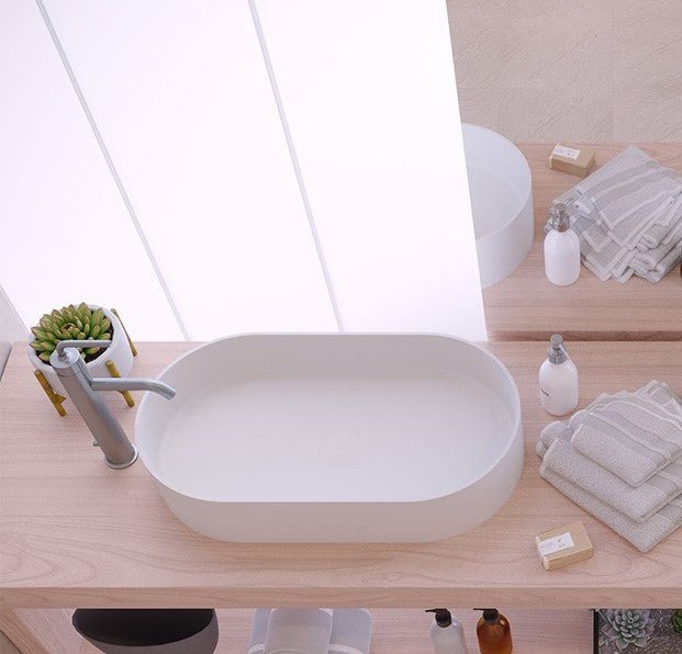 Ideavit SolidThin 60 Vessel Sink – 24" Matte White / Matte Black Exterior – Matte White – –