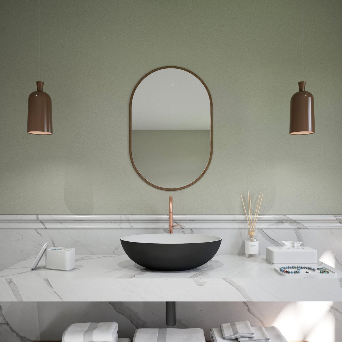 Ideavit SolidThin OV 50 Vessel Sink – 20" Matte White / Two - Tone Finishes – Matte Black – –
