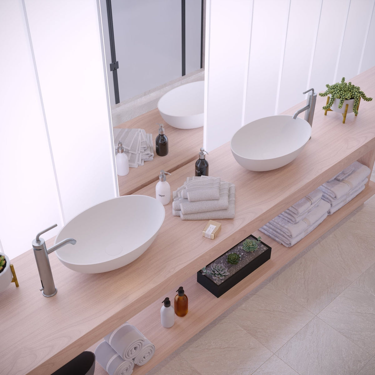 Ideavit SolidThin OV 50 Vessel Sink – 20" Matte White / Two - Tone Finishes – Matte White – –