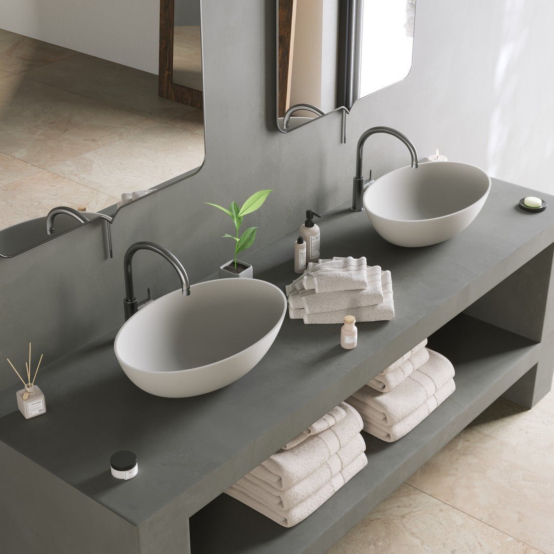 Ideavit SolidThin OV 50 Vessel Sink – 20" Matte White / Two - Tone Finishes – Matte White – –