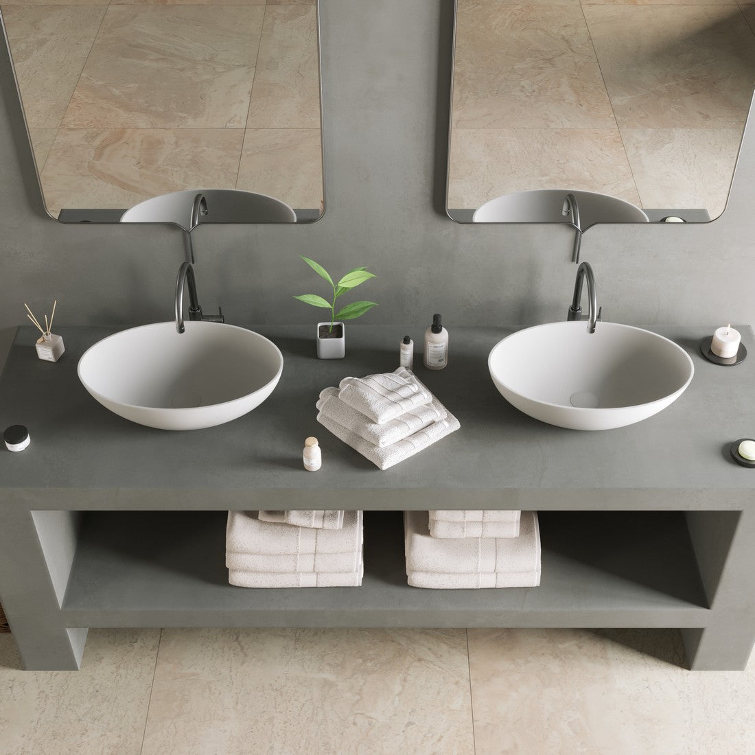 Ideavit SolidThin OV 50 Vessel Sink – 20" Matte White / Two - Tone Finishes – Matte White – –
