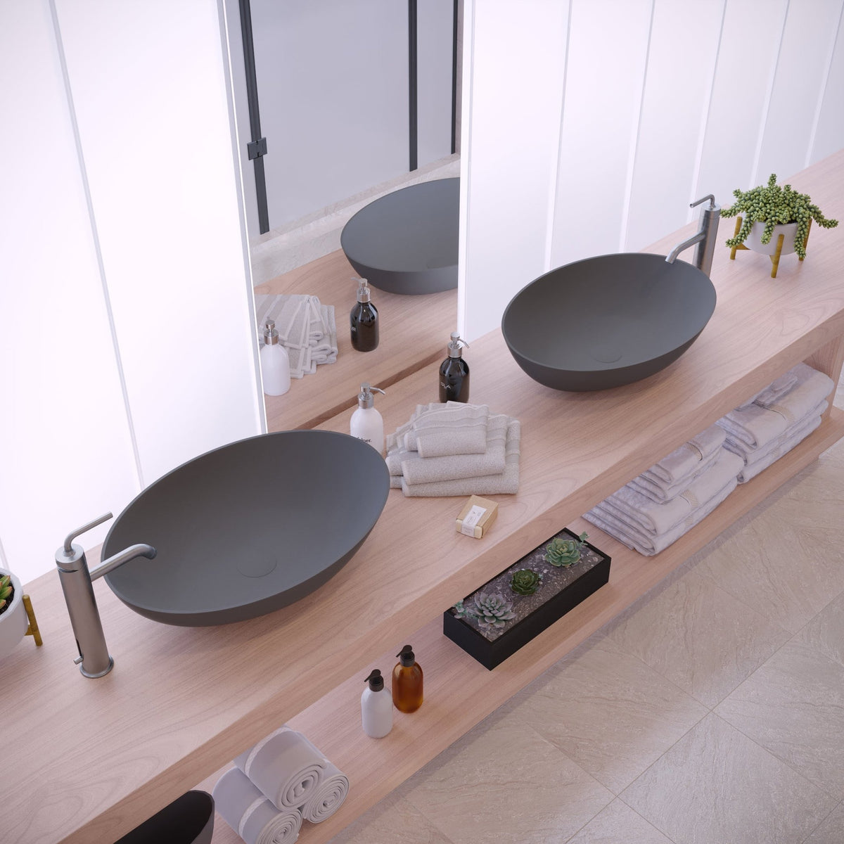 Ideavit SolidThin OV Vessel Sink – 24" Matte White / Grey Finishes – Matte Dark Grey – –