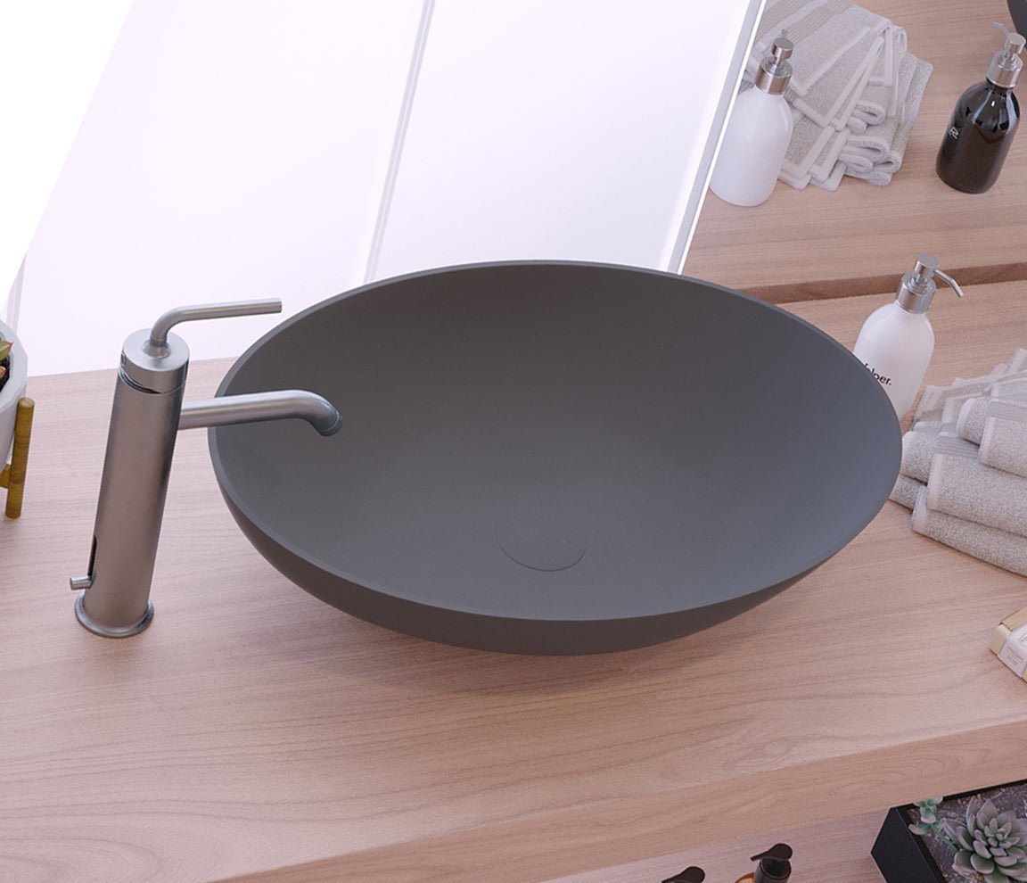 Ideavit SolidThin OV Vessel Sink – 24" Matte White / Grey Finishes – Matte Dark Grey – –