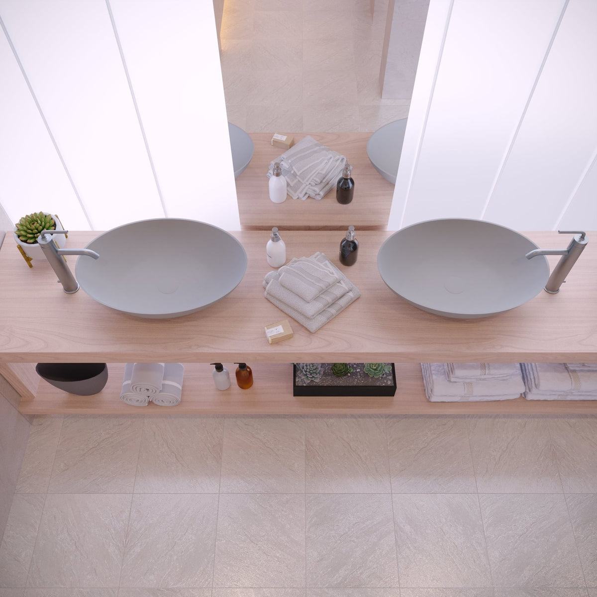 Ideavit SolidThin OV Vessel Sink – 24" Matte White / Grey Finishes – Matte Light Grey – –