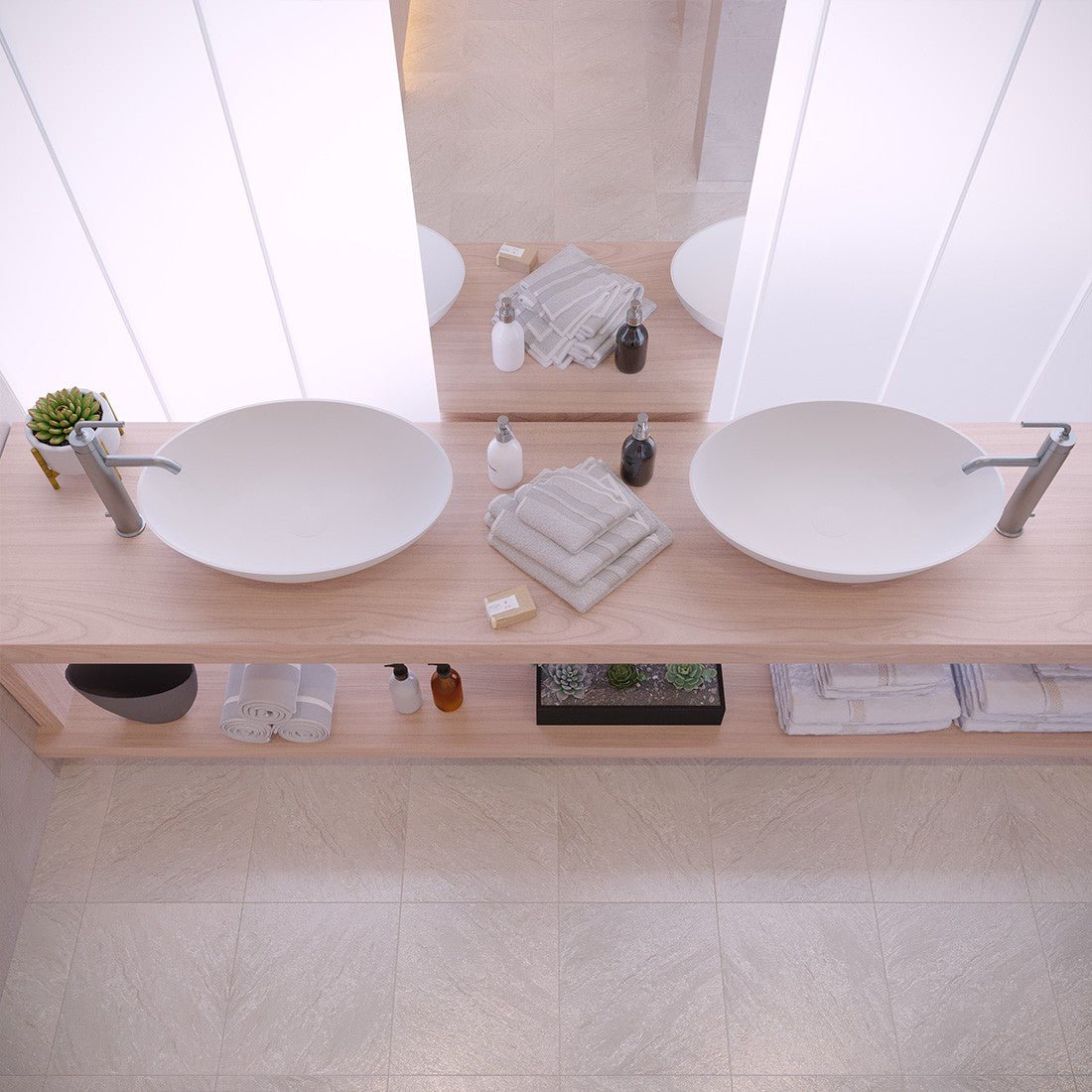 Ideavit SolidThin OV Vessel Sink – 24" Matte White / Grey Finishes – Matte White – –