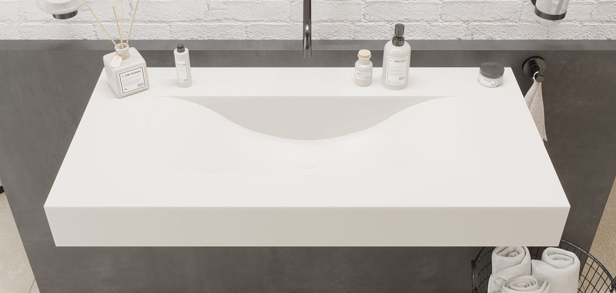 Ideavit SolidVolo 100 Wall - Mounted Sink – 39" Matte White – – –