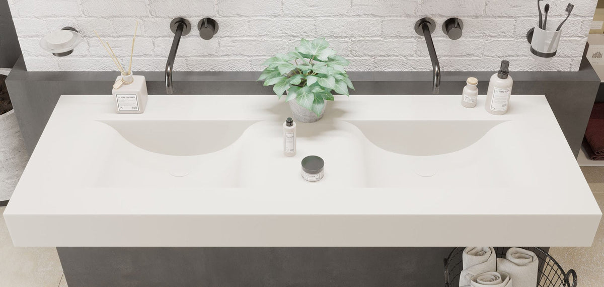 Ideavit SolidVolo 140 D Wall - Mounted Sink – 55" Matte White – – –