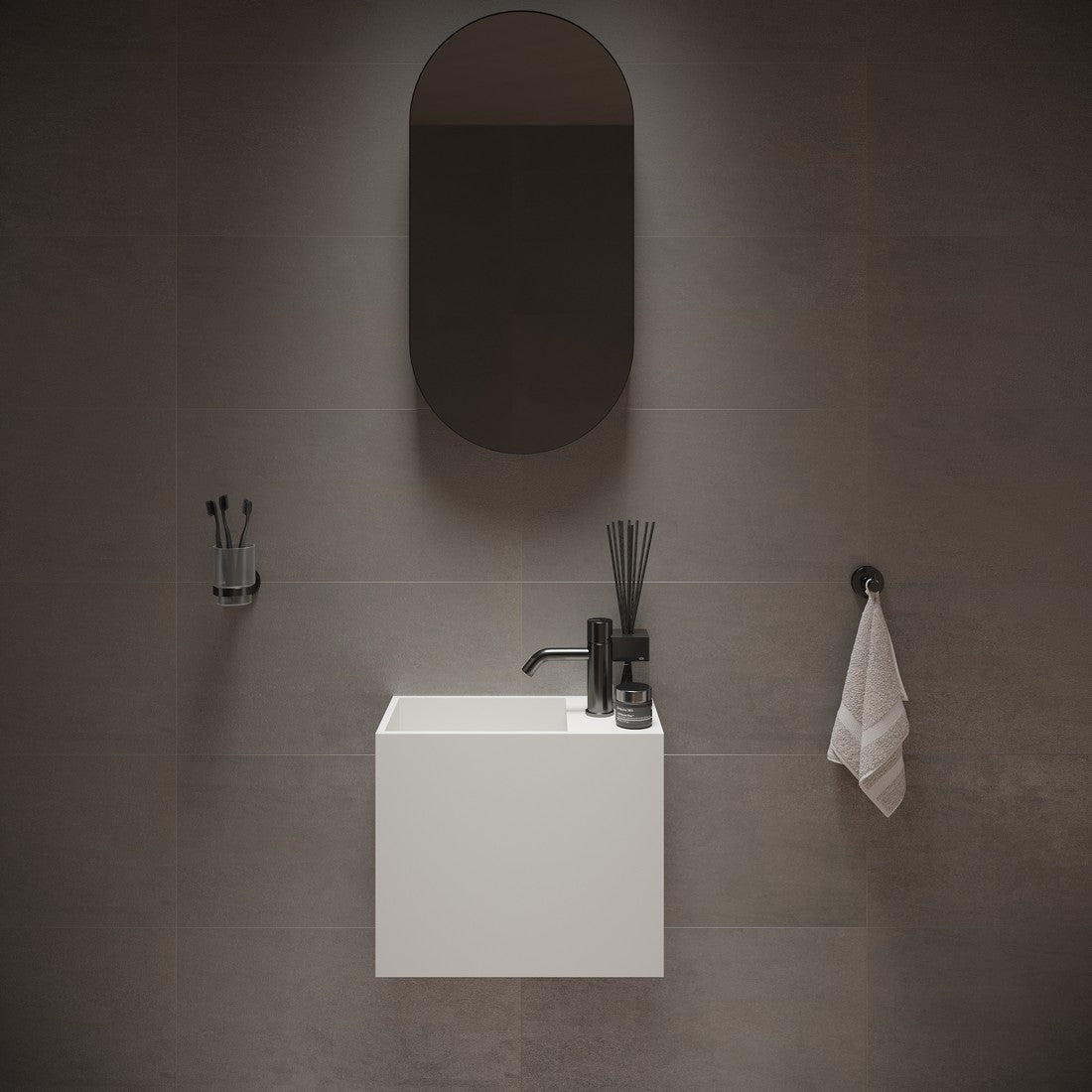 Ideavit SolidWash Wall - Mounted Sink – 18" Matte White – With Faucet Hole – –